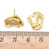 Rose Flower Brass Micro Pave Cubic Zirconia Stud Earrings EJEW-G452-08G-02-5