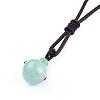 Natural Green Aventurine Pendant Necklaces NJEW-P241-A08-3