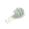 Copper Wire Wrapped Natural Labradorite & Amazonite & Aquamarine & Rose Quartz & Amethyst & Tiger Eye & Strawberry Quartz & Prehnite Pendants PALLOY-JF04064-02-4