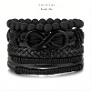 4Pcs 4 Styles Cowhide & Imitation Leather & Beaded Bracelet Set for Men Women FS-WG0FA9F-01-5