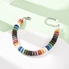 Chakra Dyed Natural Lava Rock Heishi Beaded Bracelets GG-CBA922D-04-3