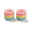 100Pcs Rainbow Striped Resin European Beads RESI-D051-01B-2