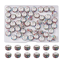 50Pcs Polymer Clay Rhinestone European Large Hole Beads FPDL-YW0001-02