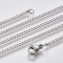 Non-Tarnish 304 Stainless Steel Curb Chain Necklaces NJEW-L162-01B-P