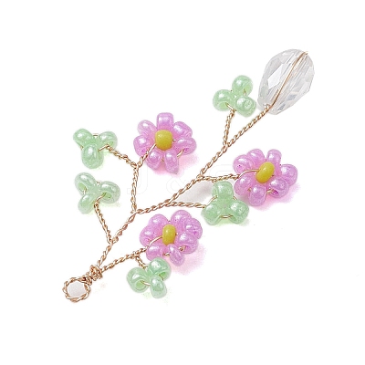 Glass Seed Beads Pendants PALLOY-JF02699-1