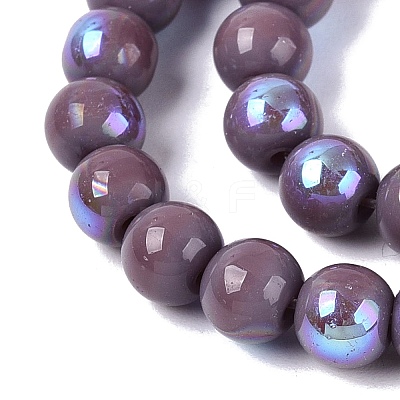 Electroplate Opaque Glass Beads Strands EGLA-Q132-6MM-01C-19-1