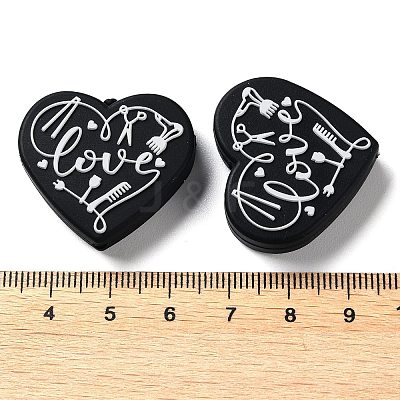 Food Grade Heart with Word Love Silicone Focal Beads LS-SIL-NH0001-01A-1