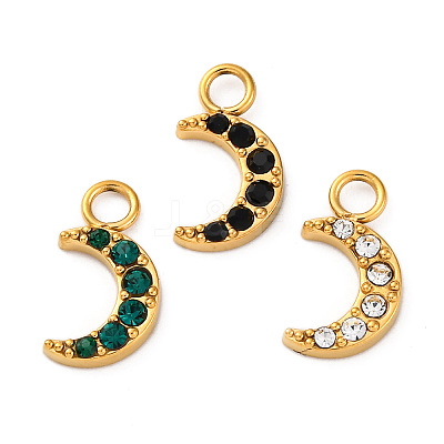 304 Stainless Steel Rhinestone Pendants STAS-M110-20G-1