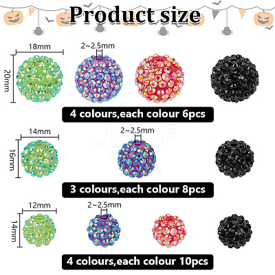 88Pcs 11 Style Resin Rhinestone Beads RESI-AR0001-40-1