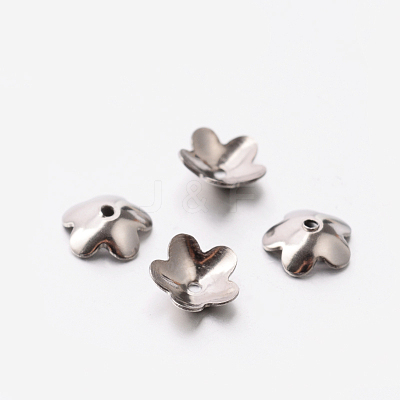 5-Petal Flower 304 Stainless Steel Bead Caps STAS-E080-02-1
