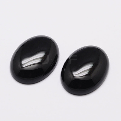 Oval Natural Dyed & Heated Black Agate Cabochons X-G-K020-18x13mm-01-1