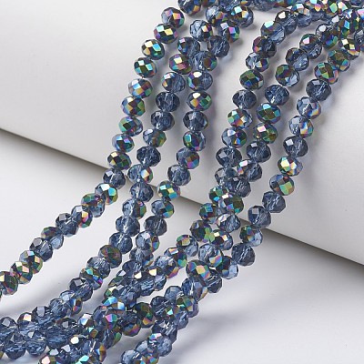Electroplate Transparent Glass Beads Strands EGLA-A034-T6mm-Q14-1