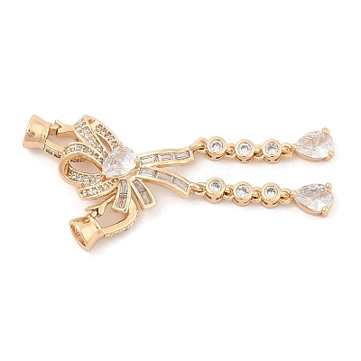 Brass Micro Pave Clear Cubic Zirconia Fold Over Clasps KK-C080-08G-1