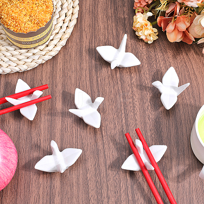 Paper Crane Ceramic Chopstick Stands DJEW-WH0058-12A-1