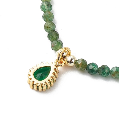 Cubic Zirconia Teardrop Pendant Necklace with Natural Gemstone Beaded Chains for Women NJEW-JN04121-1