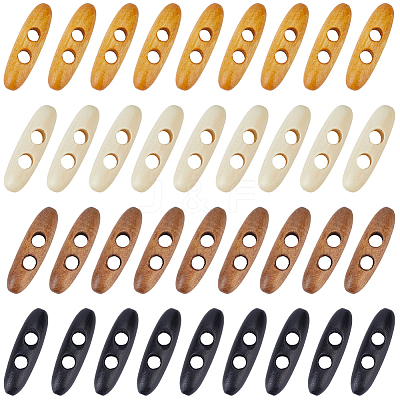 60Pcs 4 Colors 2-Hole Wood Buttons BUTT-GF0004-25A-1