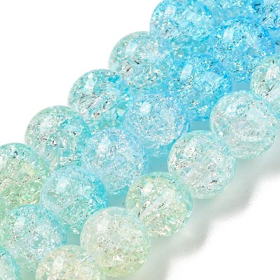 Spray Painted Crackle Glass Beads Strands DGLA-C002-6mm-05-1