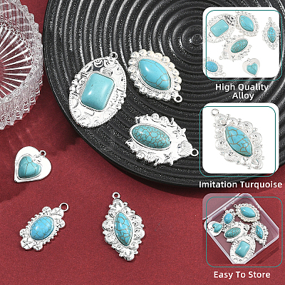 6Pcs 6 Styles Dyed Synthetic Turquoise Pendants STAS-SZ0003-81-1