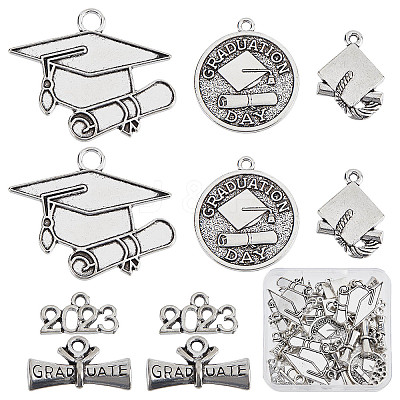 50Pcs 5 Style Tibetan Style Alloy Pendants FIND-SC0003-70-1