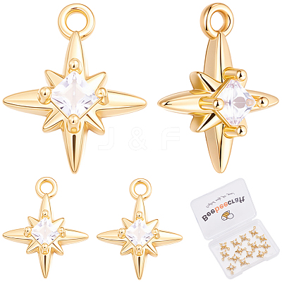 14Pcs Brass Micro Pave Cubic Zirconia Pendants KK-BBC0028-17-1