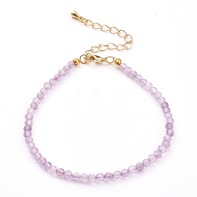 Faceted Natural Amethyst Beaded Bracelets for Women BJEW-JB05928-03-1