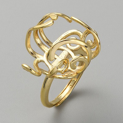 Adjustable Brass Ring Components KK-WH0031-84G-1