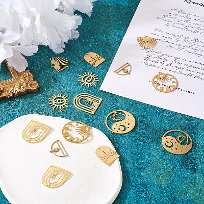 14Pcs 7 Style Brass Charms KK-PJ0001-26-1