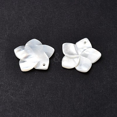 Natural White Shell Mother of Pearl Shell Pendants SSHEL-G014-60-1