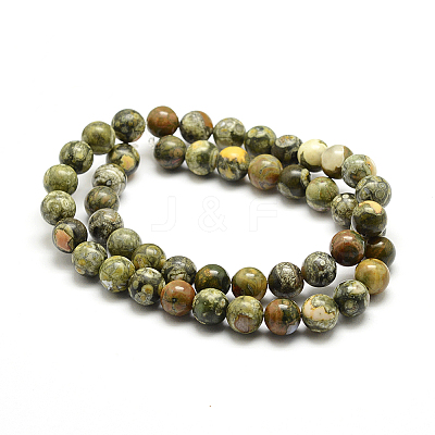Natural Rhyolite Jasper Bead Strands G-G684-01-8mm-1