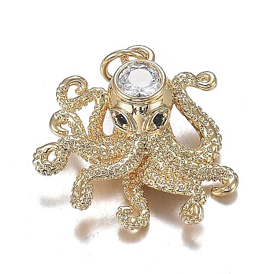 Brass Micro Clear & Black Cubic Zirconia Pendants X-ZIRC-F120-067G-1