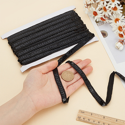 Sparkle Polyester Lace Ribbons OCOR-WH0090-67D-1