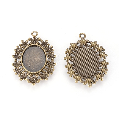 Alloy Rhinestone Pendant Cabochon Settings LS-PALLOY-J013-AB-1