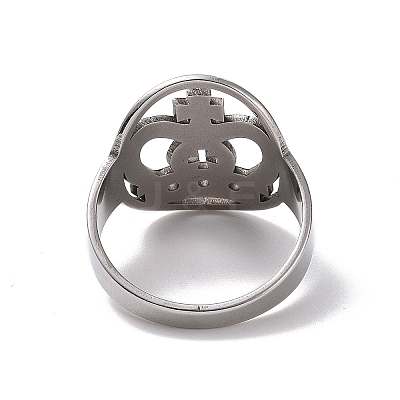 Non-Tarnish 201 Stainless Steel Cross Crown Finger Ring RJEW-J051-48P-1
