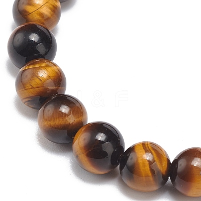 Gemstone Round Beaded Stretch Bracelet with Heart Charm for Women BJEW-JB09019-1