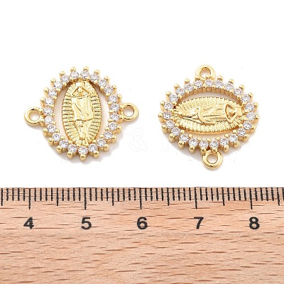 Rack Plating Brass Micro Pave Clear Cubic Zirconia Religion Virgin Mary Connector Charms KK-H449-61G-05-NR-1