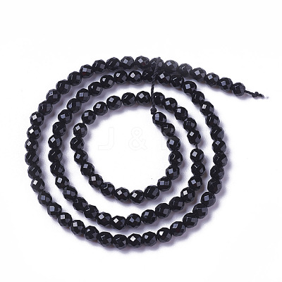 Natural Dyed & Heated Black Onyx Beads Strands X-G-F596-28-3mm-1