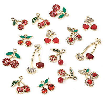 16Pcs 8 Styles Cherry Alloy Pendants FIND-TA0008-78-1