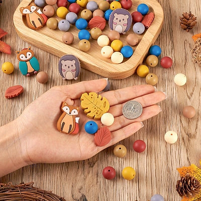 69Pcs 12 Style Food Grade Eco-Friendly Silicone Focal Beads SIL-BT0001-06-1