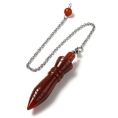 Dyed & Heated Natural Carnelian Pointed Dowsing Pendulums G-F758-F02-P-1