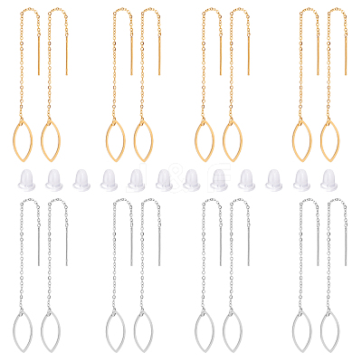 8 Pairs 4 Colors 304 Stainless Steel Ear Thread EJEW-UN0002-03-1