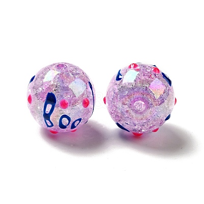 AB Color Transparent Crackle Acrylic Round Beads OACR-A013-04C-1
