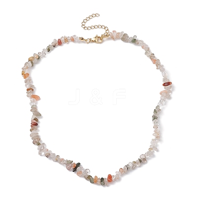 Natural Rutilated Quartz Chip Beaded Necklace NJEW-JN04616-10-1