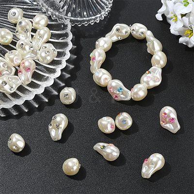 20Pcs 4 Styles Baroque Style ABS Plastic Imitation Pearl Beads SACR-YW0002-16-1