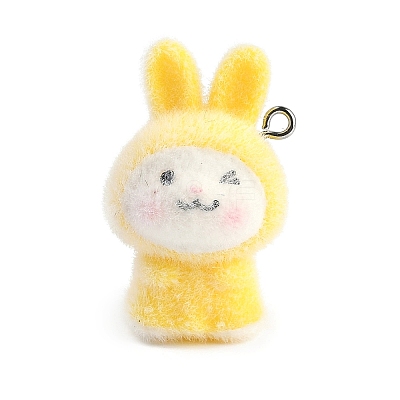 Animal Theme Flocky Resin Pendants RESI-M051-01G-1