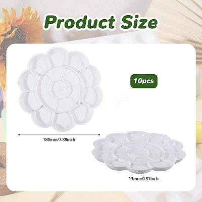10Pcs Flower Plastic Artist Painting Palette AJEW-GL0003-39-1