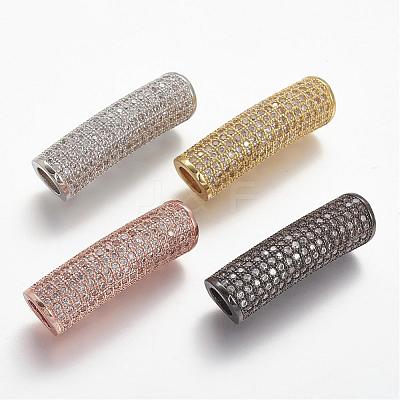 Brass Micro Pave Clear Cubic Zirconia European Bead ZIRC-N025-58-1