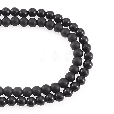 2 Strands 2 Styles Natural Black Onyx(Dyed & Heated) Beads Strands G-TA0003-52-6mm-1