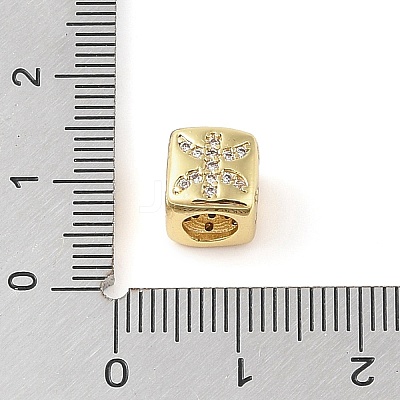 Brass Micro Pave Clear Cubic Zirconia European Beads LS-KK-K368-01G-12-1