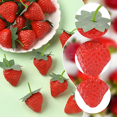 20Pcs Resin Simulated Strawberry AJEW-SP0003-29-1