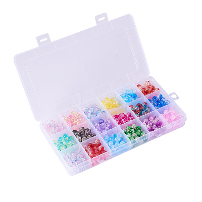 450Pcs 18 Colors Gradient Color Transparent Crackle Acrylic Beads MACR-CJ0001-15-1